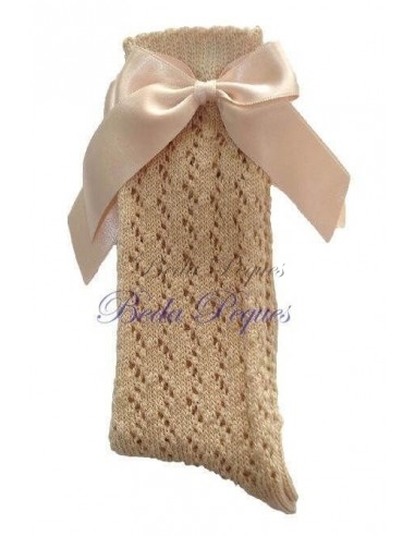 Calcetín Calceta Hilo Lazo Beige