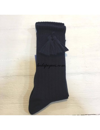 Calcetas Pompom Azul Marino
