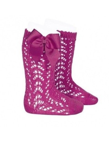 Condor Calcetas calado con lazo lateral Fucsia 513