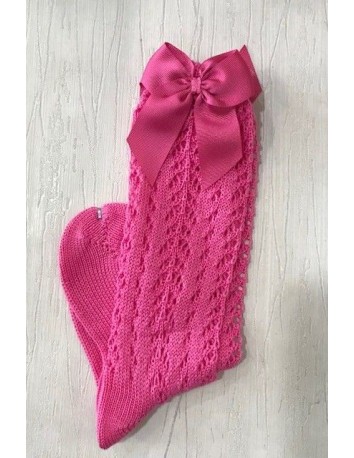 Condor Calcetas calado con lazo lateral Fucsia 513 2