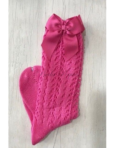 Condor Calcetas calado con lazo lateral Fucsia 513