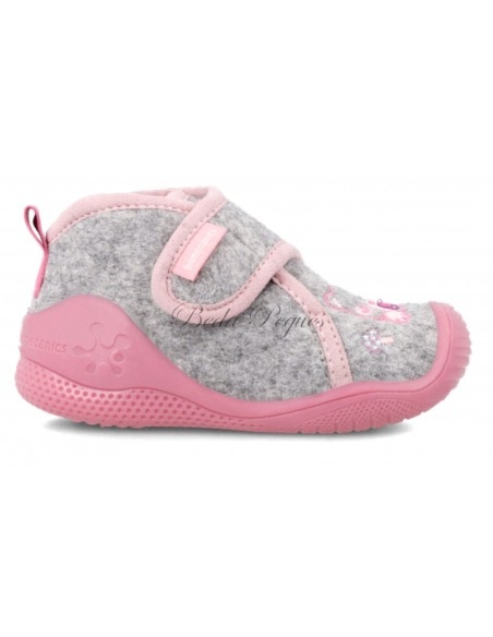 Biomecanics biohome basic zapatillas de casa color gris y rosa