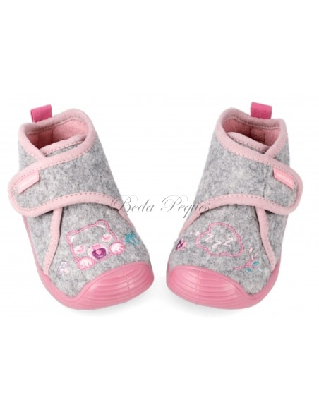Biomecanics biohome basic zapatillas de casa color gris y rosa