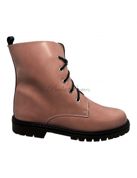 Guxs bota militar de piel florentic rosa empolvado