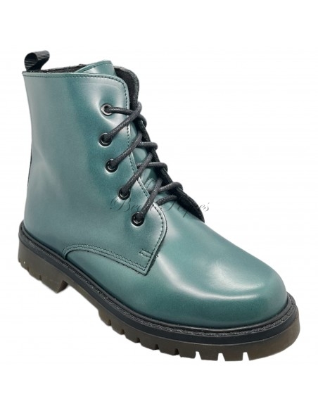 Guxs bota militar de piel florentic verde botella