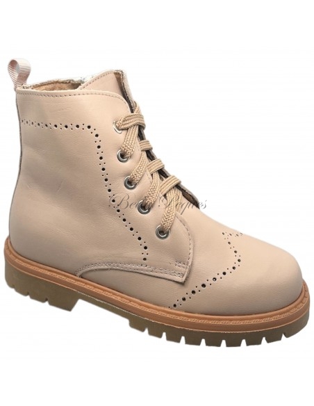 Guxs bota militar de piel gamo color marfil