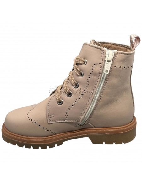 Guxs bota militar de piel gamo color marfil