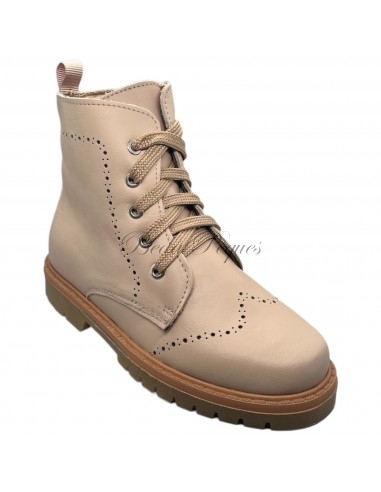 Guxs bota militar de piel gamo color marfil