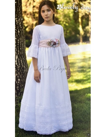 Lovely Day vestido comunión niña Corte Imperial Bambula algodón y puntilla