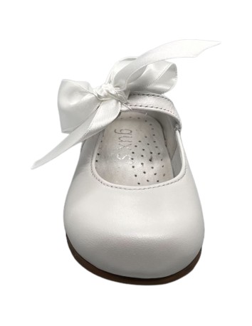 Guxs mercedita niña lazo piel color metal blanco 2