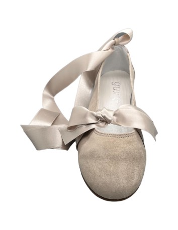 Guxs zapato niña lazo piel ante beige 2