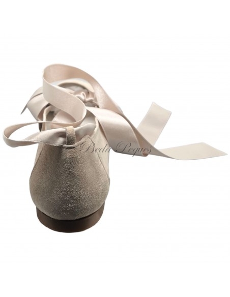 Guxs zapato niña lazo piel ante beige