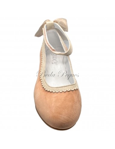 Guxs zapato niña cinta piel ante melocoton