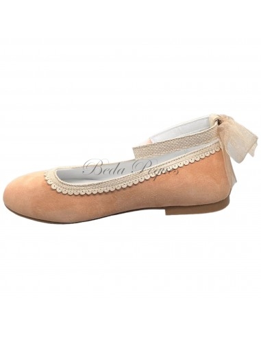 Guxs zapato niña cinta piel ante melocoton