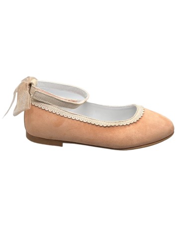 Guxs zapato niña cinta piel ante melocoton