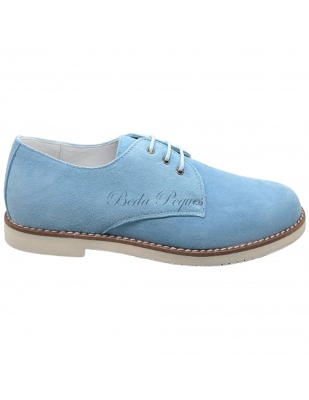 Guxs zapato blucher niño color ante sky azul