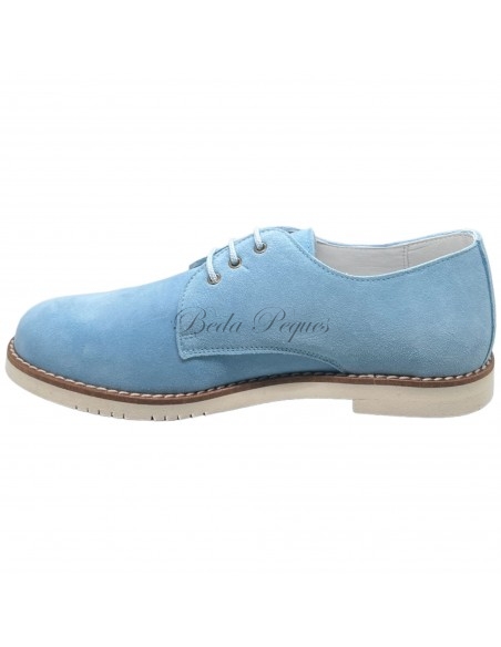 Guxs zapato blucher niño color ante sky azul