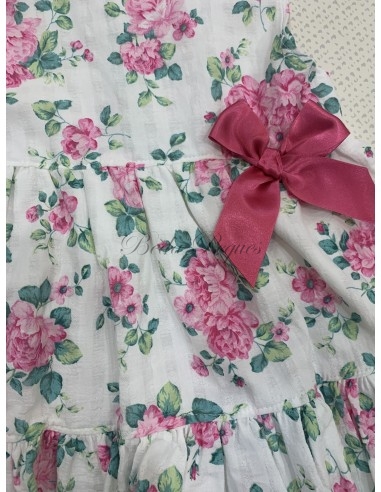 Juliana Bebés Vestido 2 volantes flores fresa