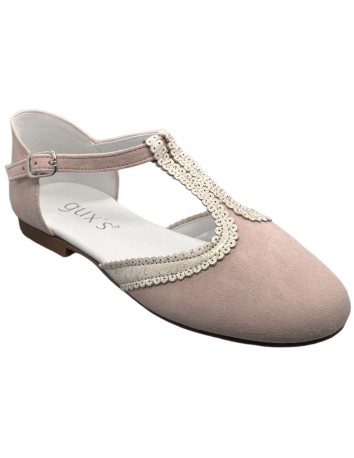 Guxs zapato niña piel ante pink rosa