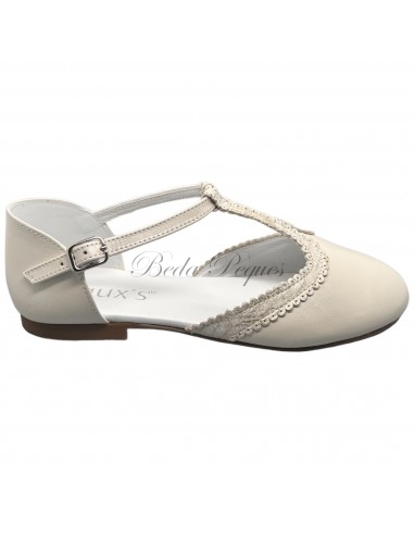 Guxs zapato niña piel metal beige