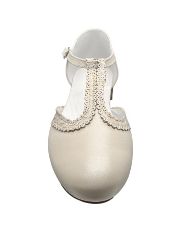 Guxs zapato niña piel metal beige 2