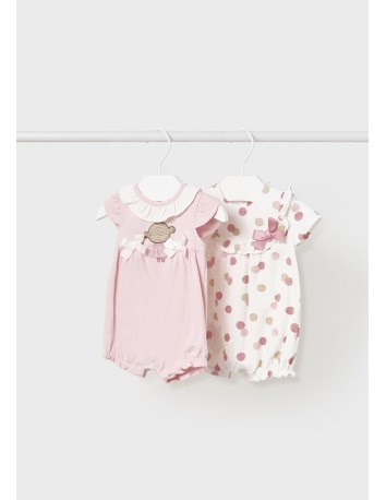 Mayoral newborn set 2 peleles cortos color rosa baby
