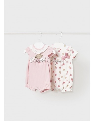 Mayoral newborn set 2 peleles cortos color rosa baby