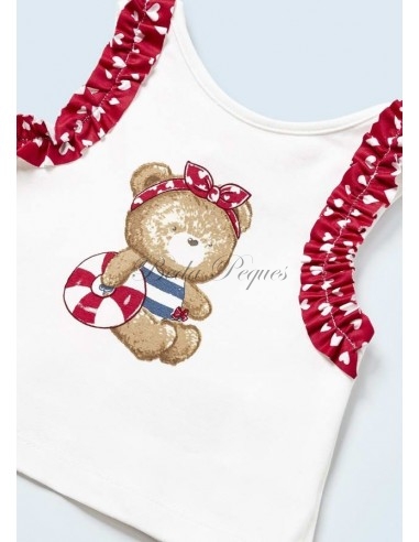 Mayoral newborn conjunto baño con gorro color rojo