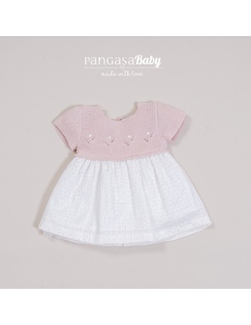Pangasa vestido bebé manga corta color rosa empolvado