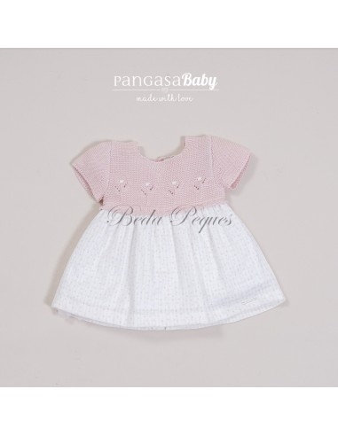 Pangasa vestido bebé manga corta color rosa empolvado