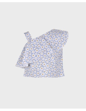 La ormiga blusa de niña corta volantes Margaritas