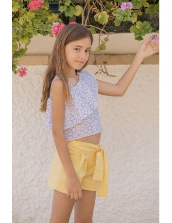 La ormiga short de niña amarillo margaritas