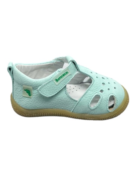 Biotecnical zapato abierto blandito  piel aguamarina