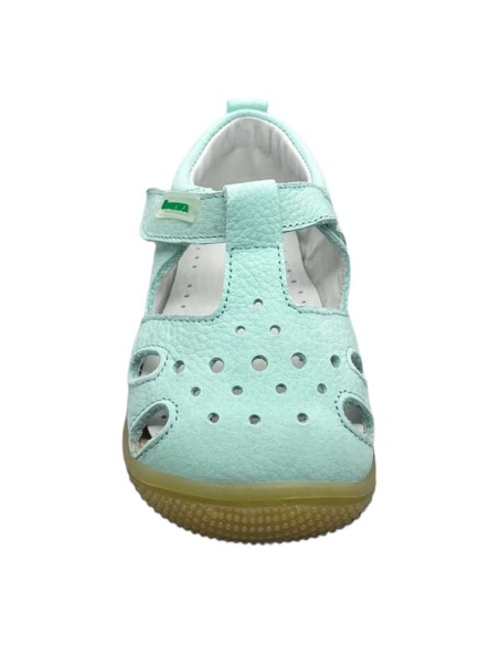 Biotecnical zapato abierto blandito  piel aguamarina