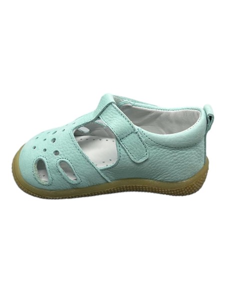Biotecnical zapato abierto blandito  piel aguamarina