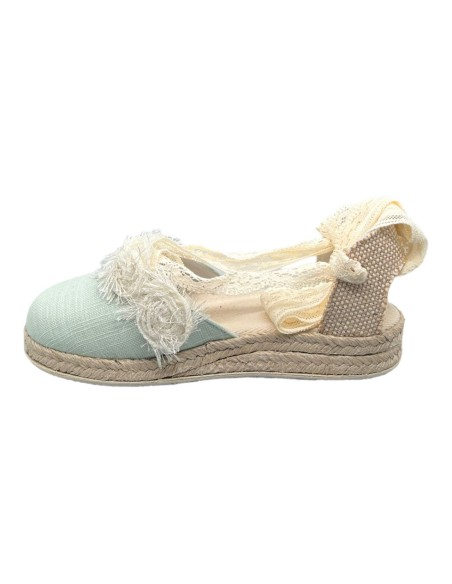 Guxs zapato de ceremonia y comunión esparto piel lino verdina