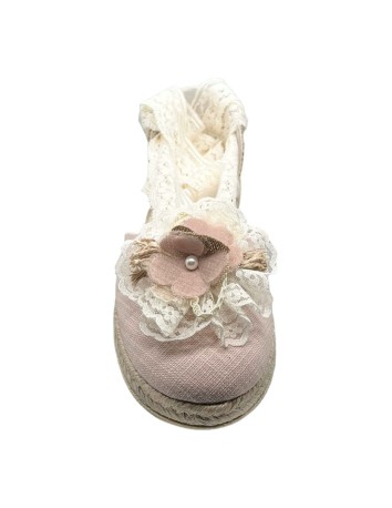 Guxs zapato de ceremonia y comunión esparto lino rosa palo 2