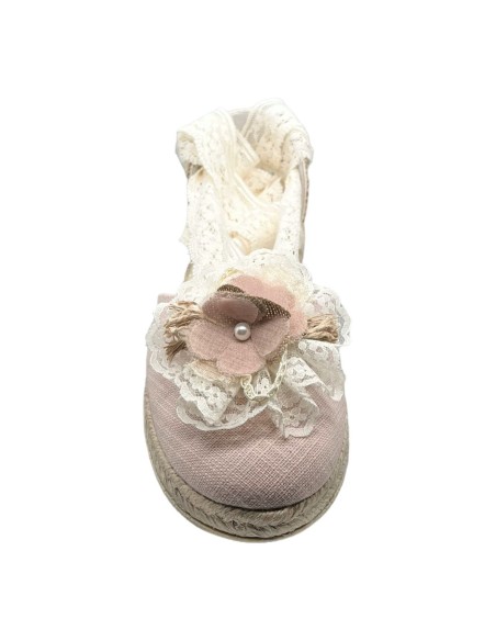 Guxs zapato de ceremonia y comunión esparto lino rosa palo