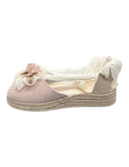 Guxs zapato de ceremonia y comunión esparto lino rosa palo