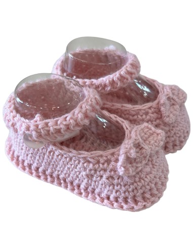 Valentina Bebés patuco algodón 100% hecho a mano color rosa empolvado