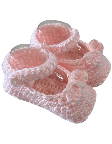 Valentina Bebés patuco algodón 100% hecho a mano color rosa bebé
