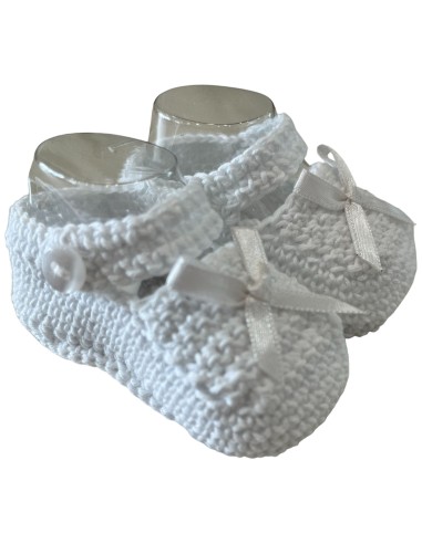 Valentina Bebés patuco algodón 100% hecho a mano color blanco