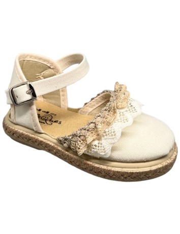 Lona Esparto Beige Combinada Encaje piso en Yute