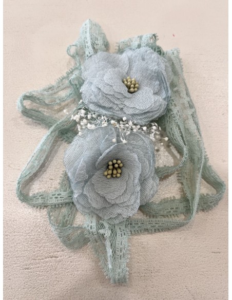 Siena Cinta anulable encaje flores Neus y Gypso Aguamarina