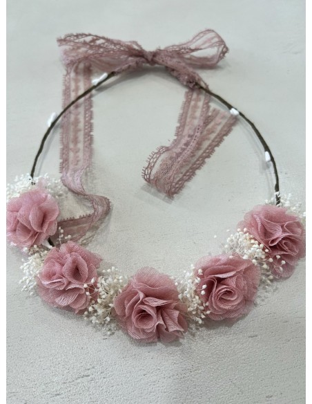 Siena Corona abierta flores 102 Gypso y Encaje color Rosa empolvado