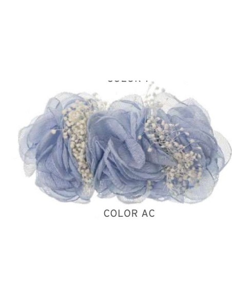 Siena Clip Rana 3 flores color celeste