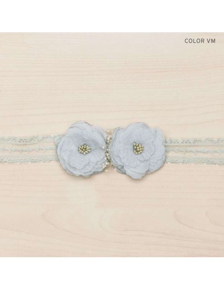 Siena Cinta anulable encaje flores Neus y Gypso Aguamarina
