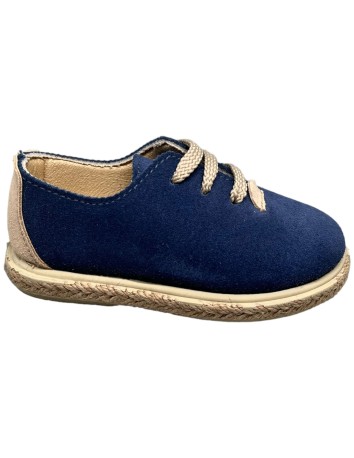 Zapato piel serraje color jeans piso en yute