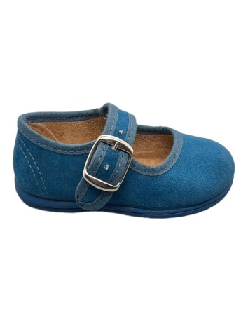 Merceditas piel Suede color Azul Azafata