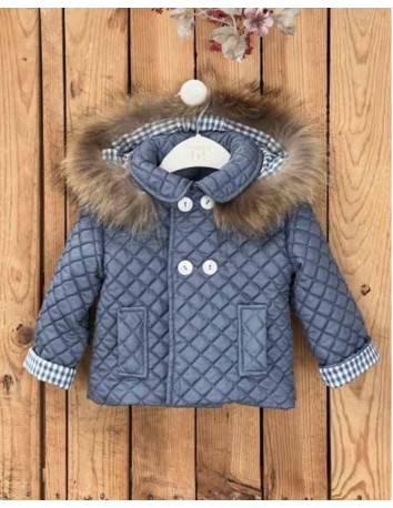 Valentina Bebes Chaquetón Acolchado Vichy Azul Niño
